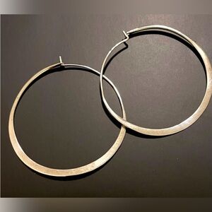 Vintage Sterling Silver Hammered Hoops earrings Banana Republic